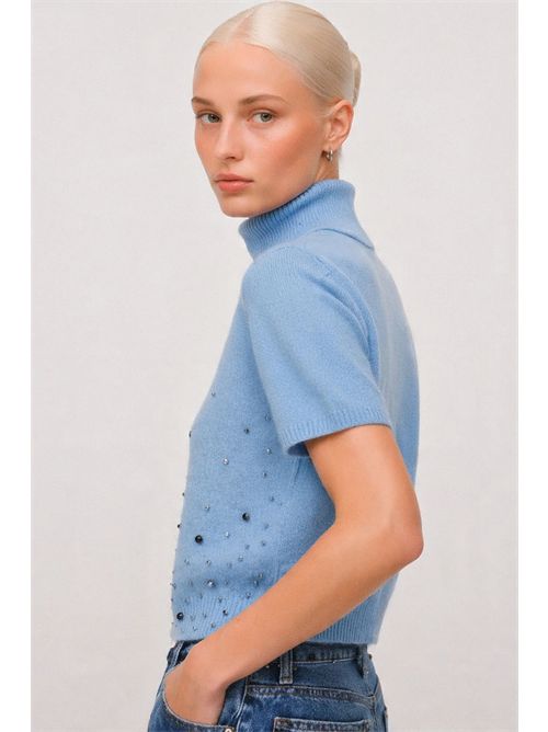 Maglia dolcevita a maniche corte in angora con applicazioni - Maglia Applicazione KOCCA | BARBELLA/70008